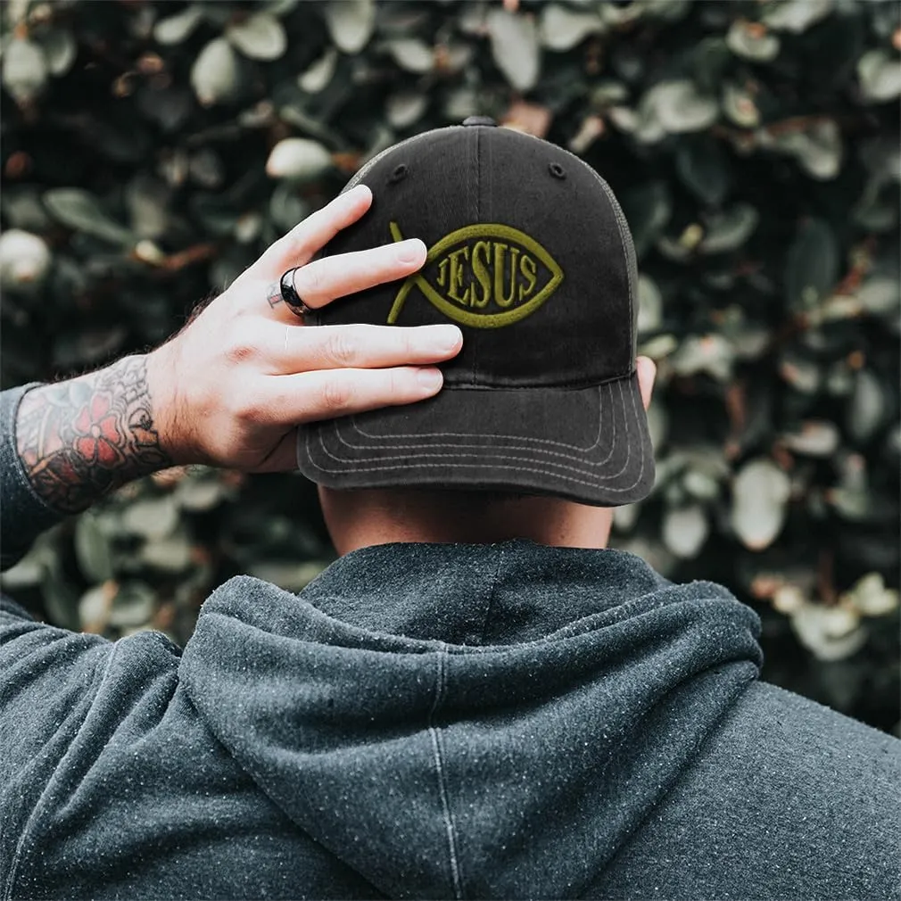 Richardson Trucker Mesh Hat Jesus Fish Christian Christ God Soft Mesh Cap Cotton