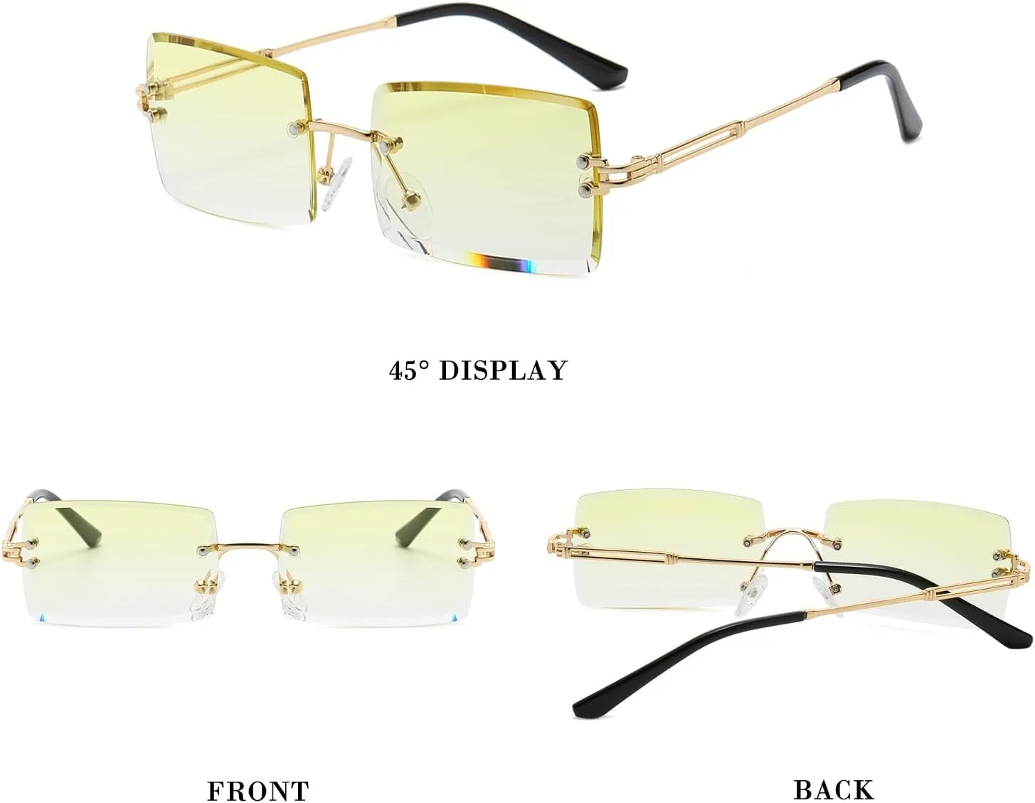 Rimless Rectangle Sunglasses Women Men Trendy Square Y2K Glasses Retro Frameless Eyewear Gradient Lens