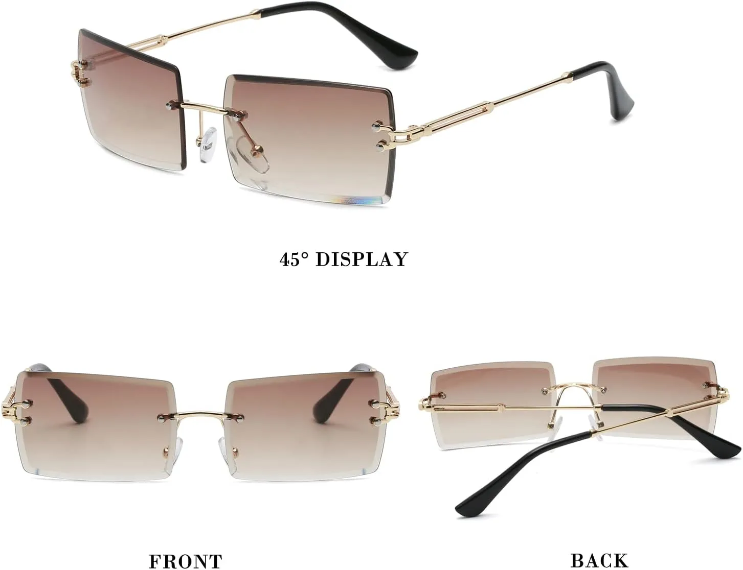 Rimless Rectangle Sunglasses Women Men Trendy Square Y2K Glasses Retro Frameless Eyewear Gradient Lens