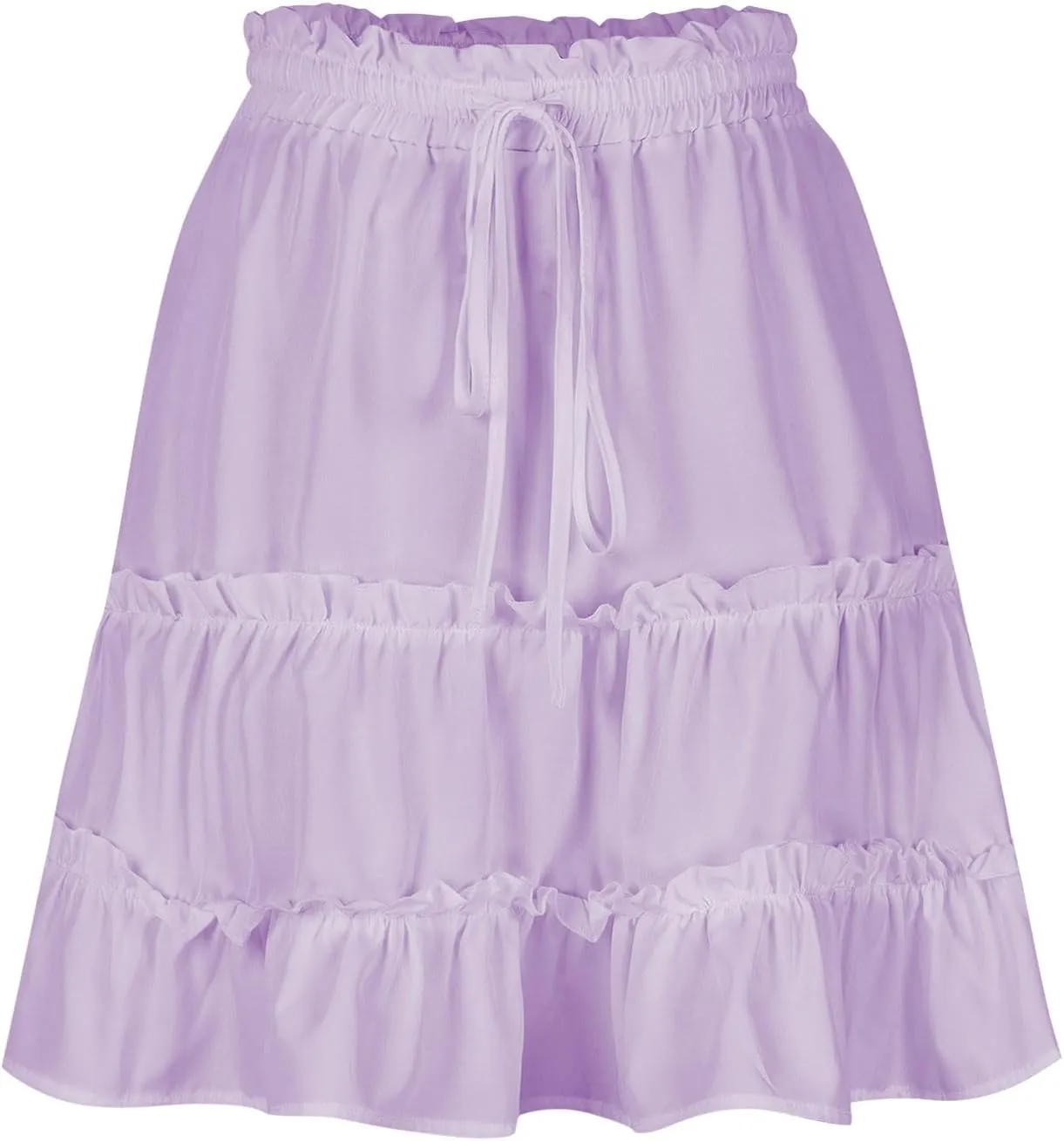 Ruffle Skirts Women Mini Summer Skirts Drawstring Elastic Waist Skirts Flowy Pleated Skirts Short Vacation Skirts