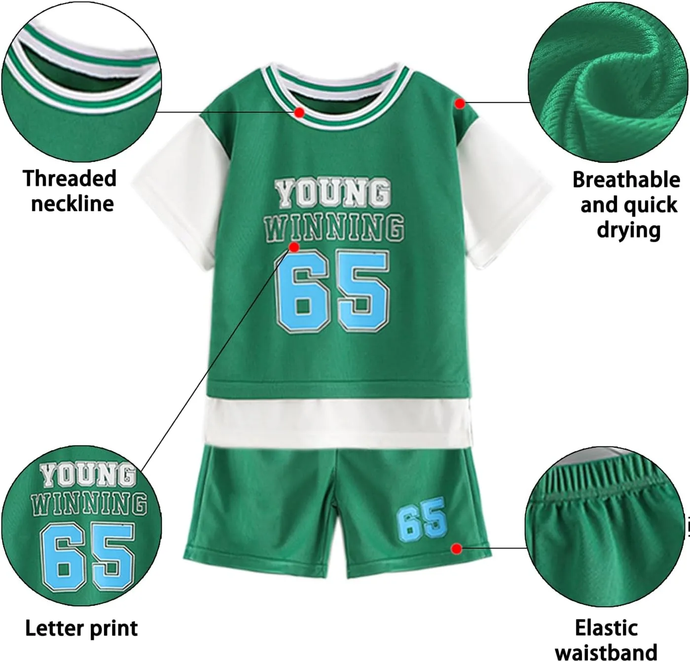 SANGTREE Baby Boys' Quick-Dry Athletic Clothing Shorts Sets