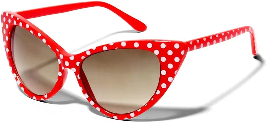 ShadyVEU Retro Oversized 90s High Point Cat Eye Polka Dot Frame Pin Up Womens Sunglasses