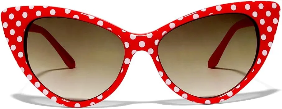ShadyVEU Retro Oversized 90s High Point Cat Eye Polka Dot Frame Pin Up Womens Sunglasses