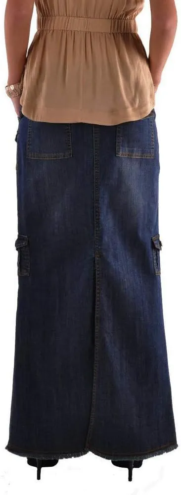 Skirt for Women Mid Straight Long Maxi Denim Pocket Waist Button Womens Fashion Skirts Front Summer Skirt