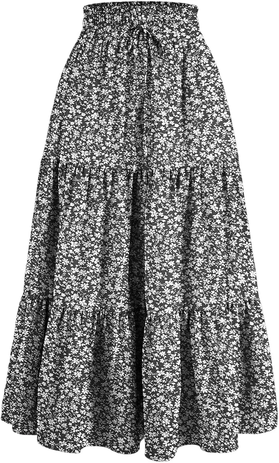 Skirts for Women Elastic Waist Loose Lace Casual Summer Fake Drawstring Flowy Tiered Renaissance Skirt