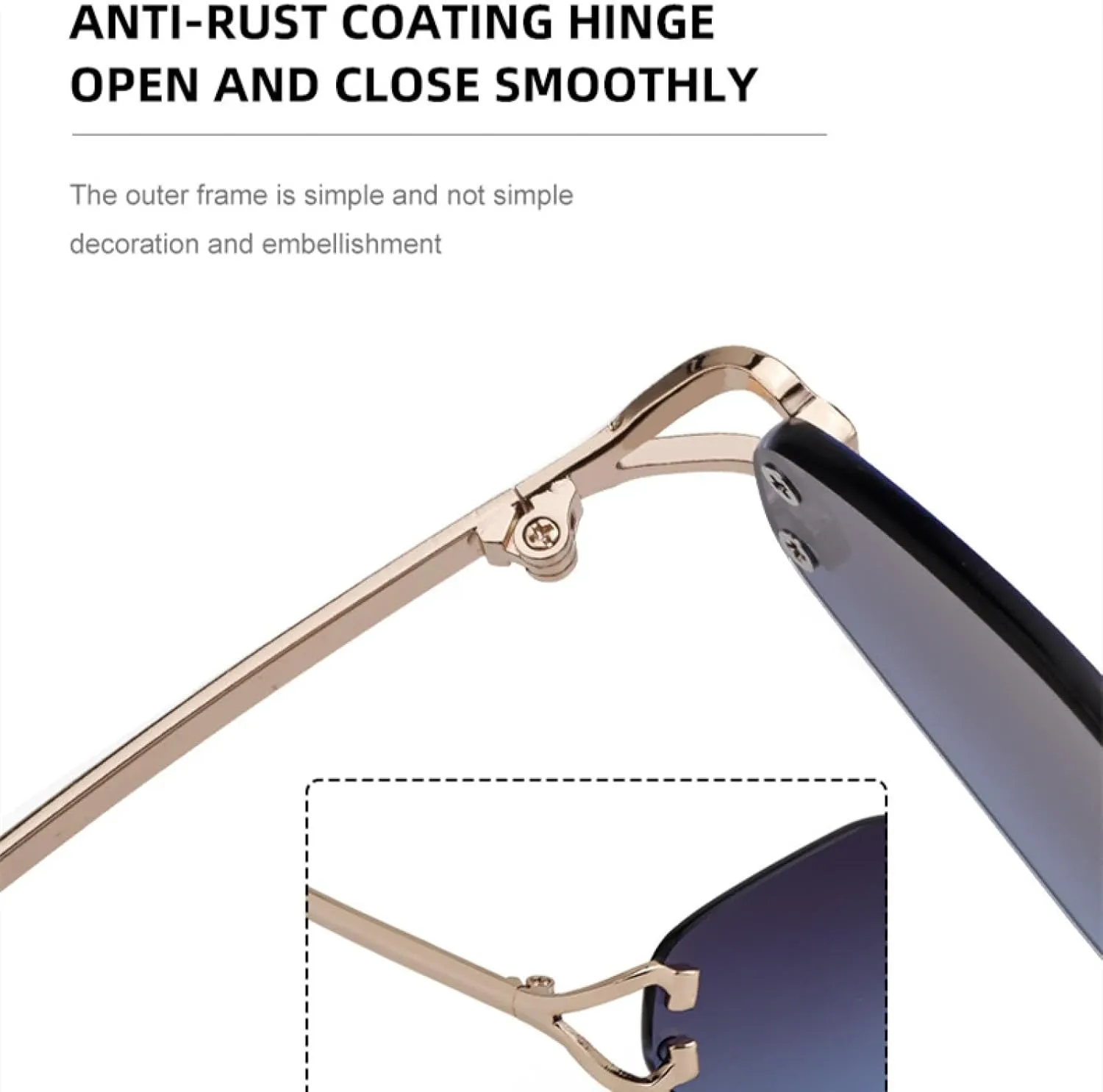 Small Metal Frame Geometric Rimless Sunglasses for Men Women Vintage Rhombus Irregular