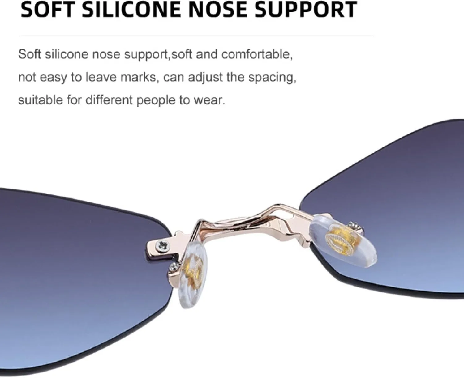 Small Metal Frame Geometric Rimless Sunglasses for Men Women Vintage Rhombus Irregular