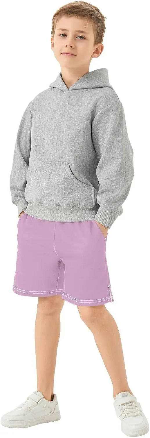 Solid Color Boys Athletic Shorts Lightweight Kids Active Basketball Shorts with Pockets