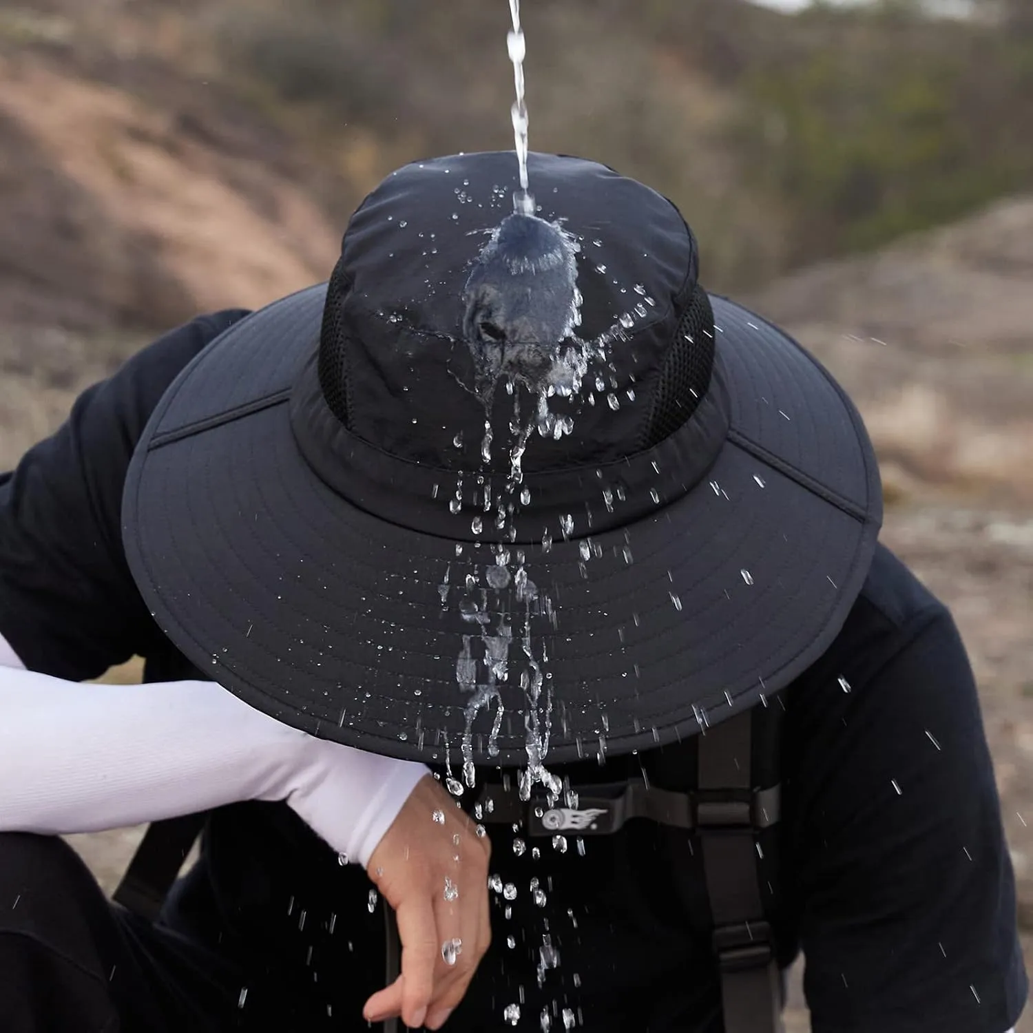 Solid Colors Cotton Bucket Hats with String Mesh Breathable Wide Brim Sun Hats Travel Hiking Fisherman Cap