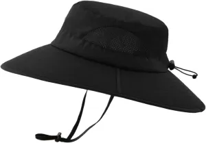 Solid Colors Cotton Bucket Hats with String Mesh Breathable Wide Brim Sun Hats Travel Hiking Fisherman Cap