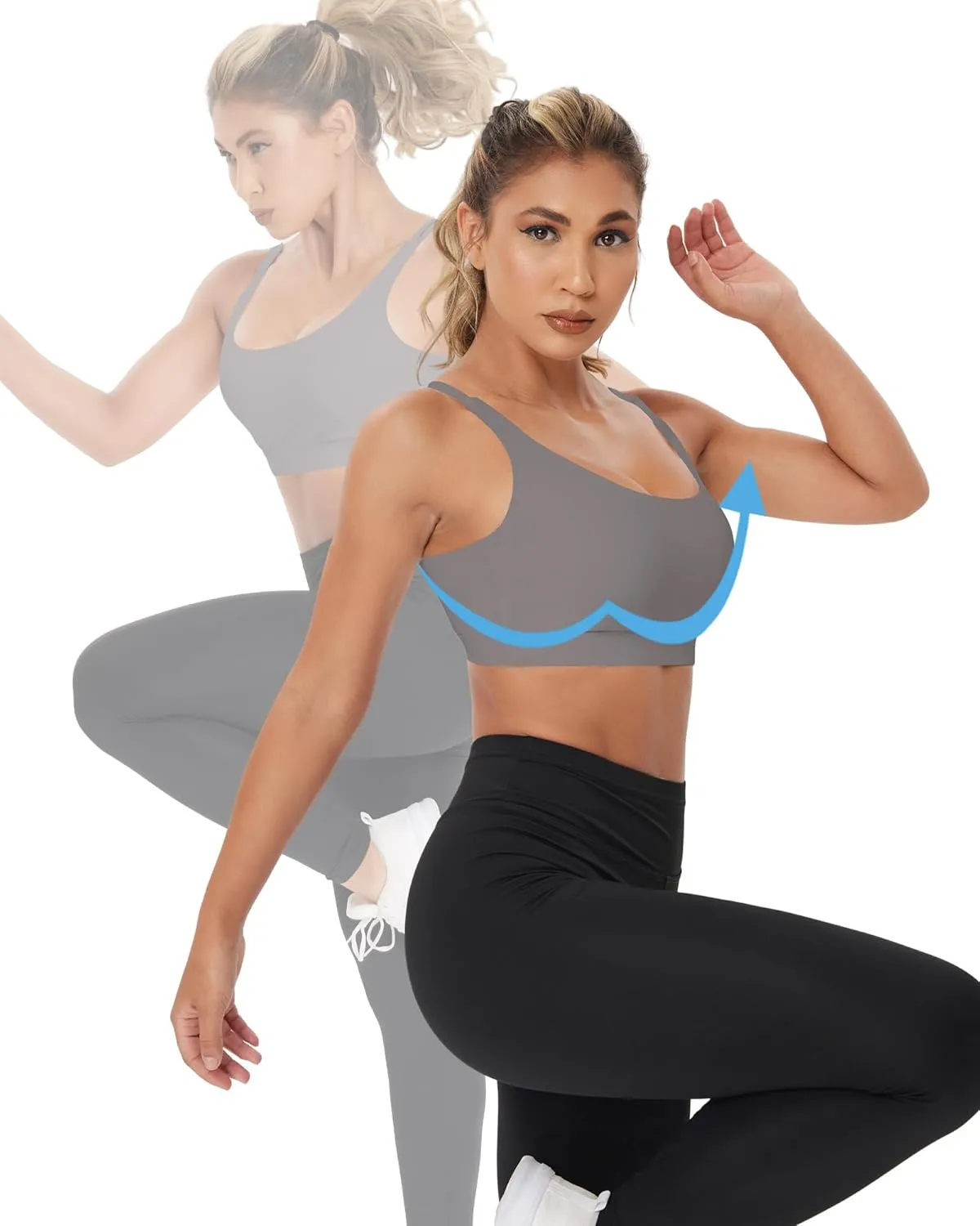Sports Bra, Seamless Yoga Bra with Removable Cups High Impact, Sexy Backless Quick Dry Workout Bra