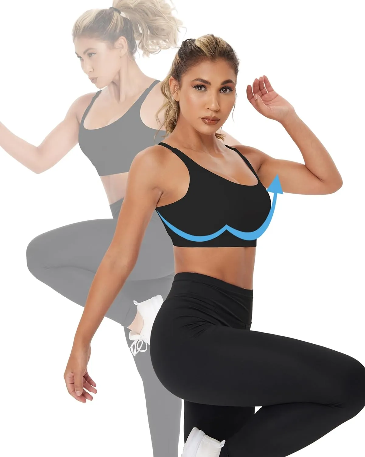 Sports Bra, Seamless Yoga Bra with Removable Cups High Impact, Sexy Backless Quick Dry Workout Bra