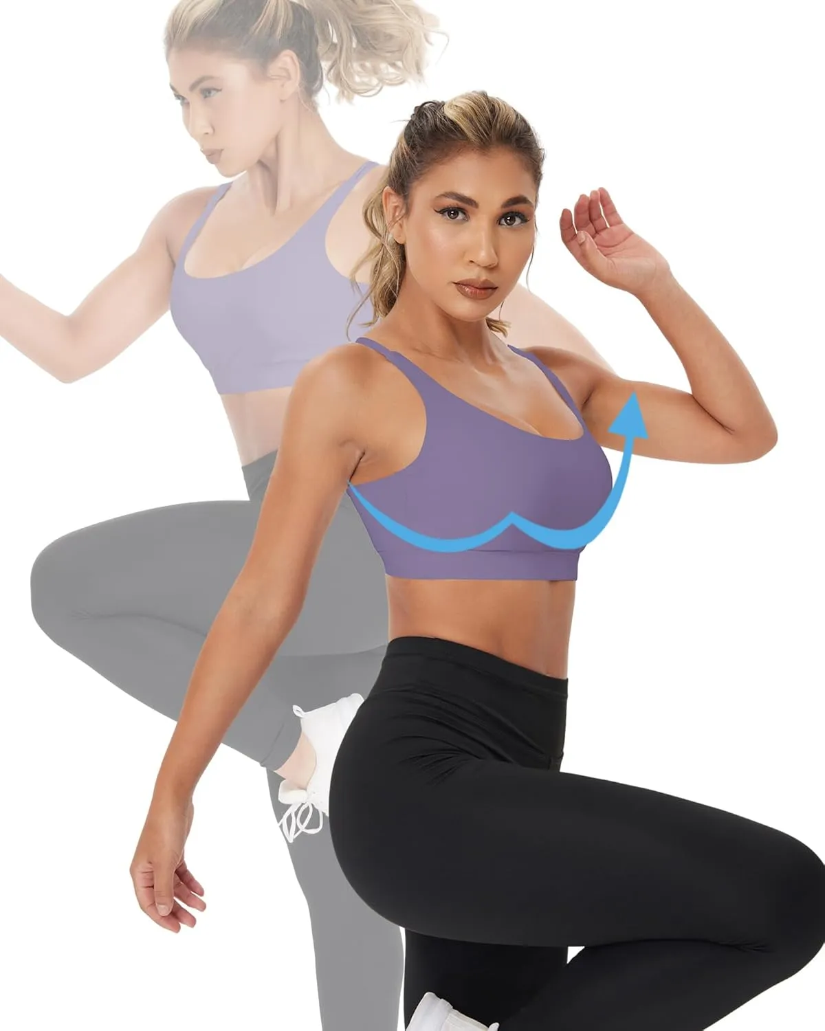 Sports Bra, Seamless Yoga Bra with Removable Cups High Impact, Sexy Backless Quick Dry Workout Bra