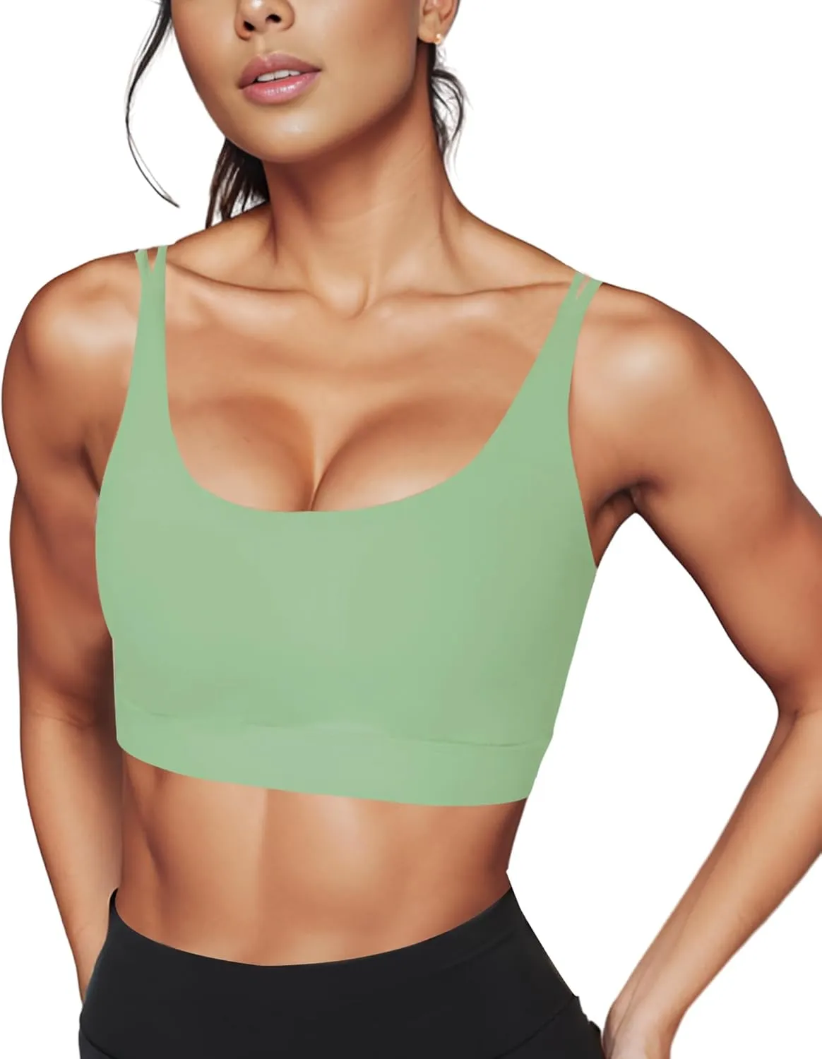 Sports Bra, Seamless Yoga Bra with Removable Cups High Impact, Sexy Backless Quick Dry Workout Bra