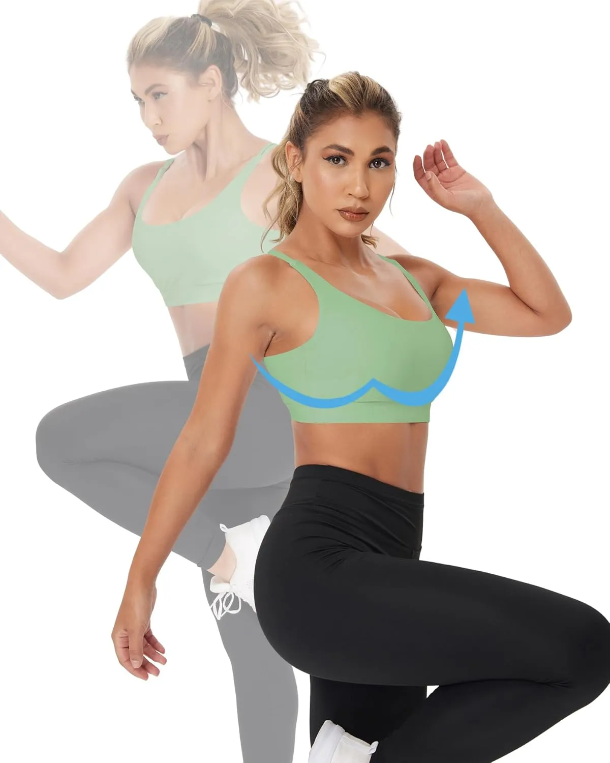Sports Bra, Seamless Yoga Bra with Removable Cups High Impact, Sexy Backless Quick Dry Workout Bra