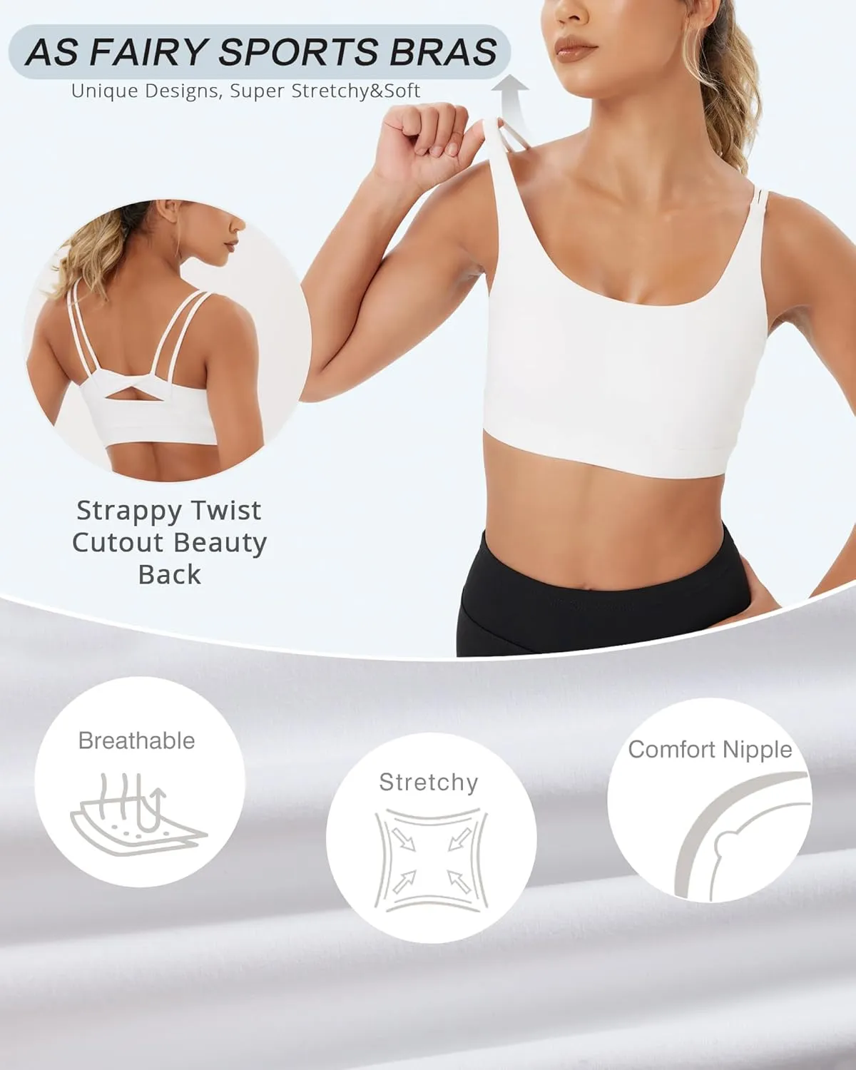 Sports Bra, Seamless Yoga Bra with Removable Cups High Impact, Sexy Backless Quick Dry Workout Bra