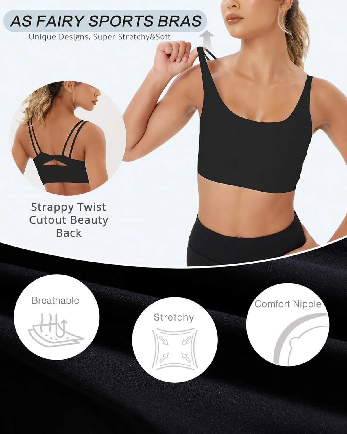 Sports Bra, Seamless Yoga Bra with Removable Cups High Impact, Sexy Backless Quick Dry Workout Bra