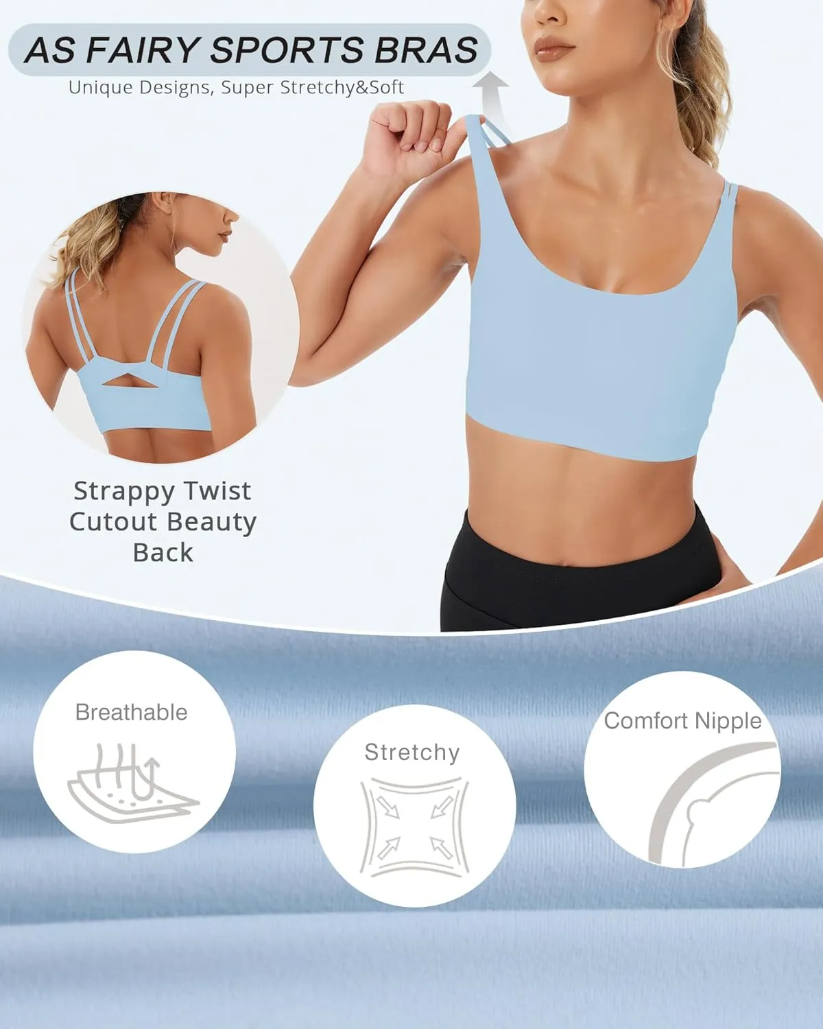 Sports Bra, Seamless Yoga Bra with Removable Cups High Impact, Sexy Backless Quick Dry Workout Bra