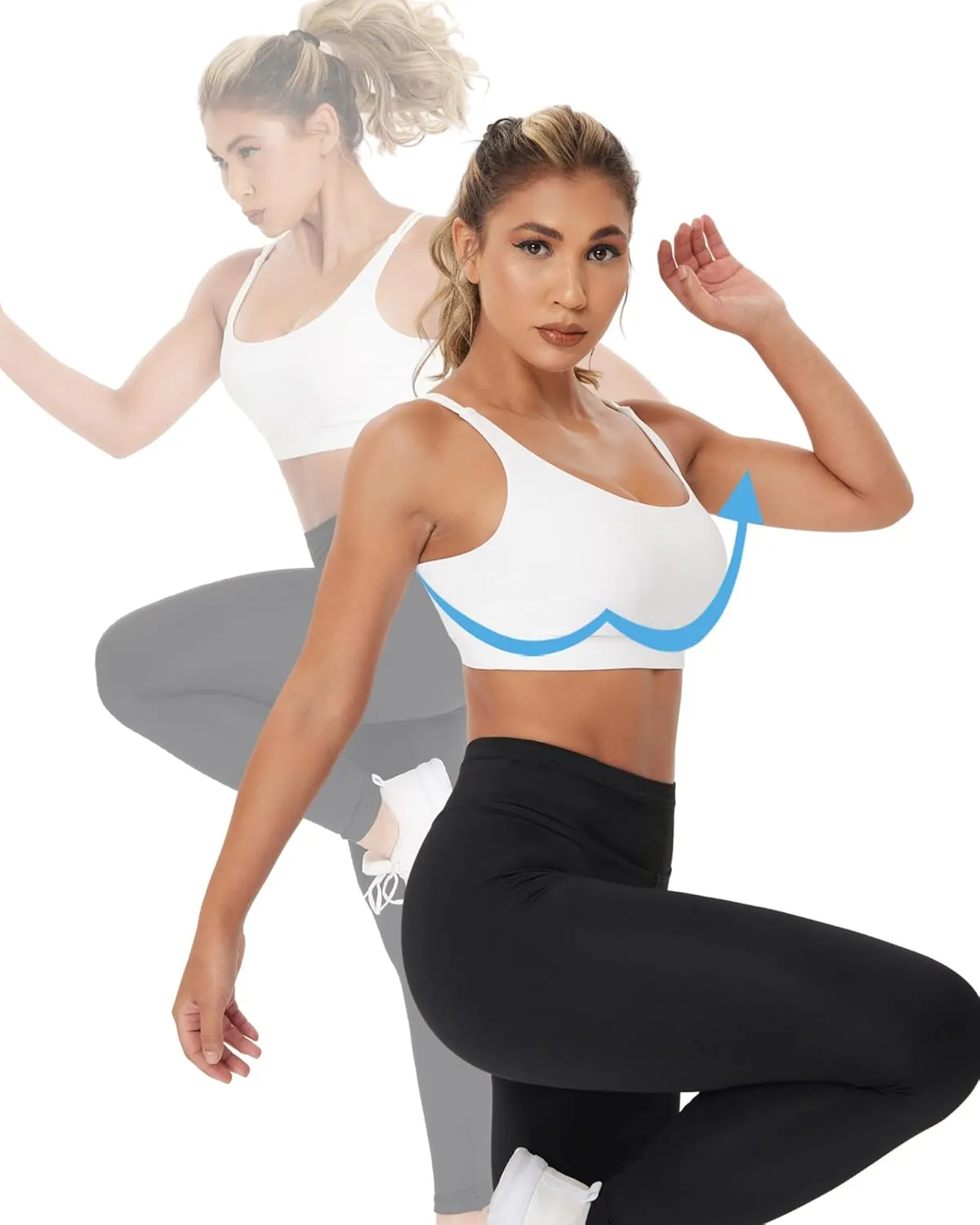 Sports Bra, Seamless Yoga Bra with Removable Cups High Impact, Sexy Backless Quick Dry Workout Bra