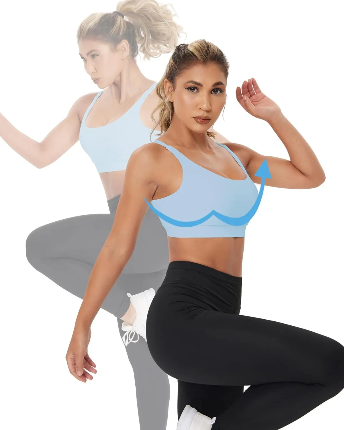 Sports Bra, Seamless Yoga Bra with Removable Cups High Impact, Sexy Backless Quick Dry Workout Bra