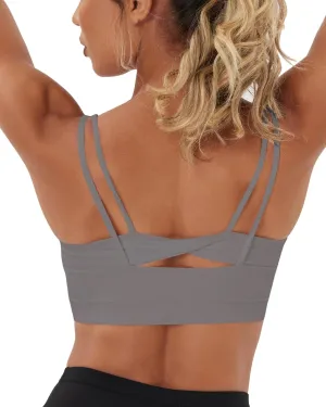 Sports Bra, Seamless Yoga Bra with Removable Cups High Impact, Sexy Backless Quick Dry Workout Bra