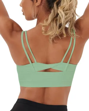Sports Bra, Seamless Yoga Bra with Removable Cups High Impact, Sexy Backless Quick Dry Workout Bra