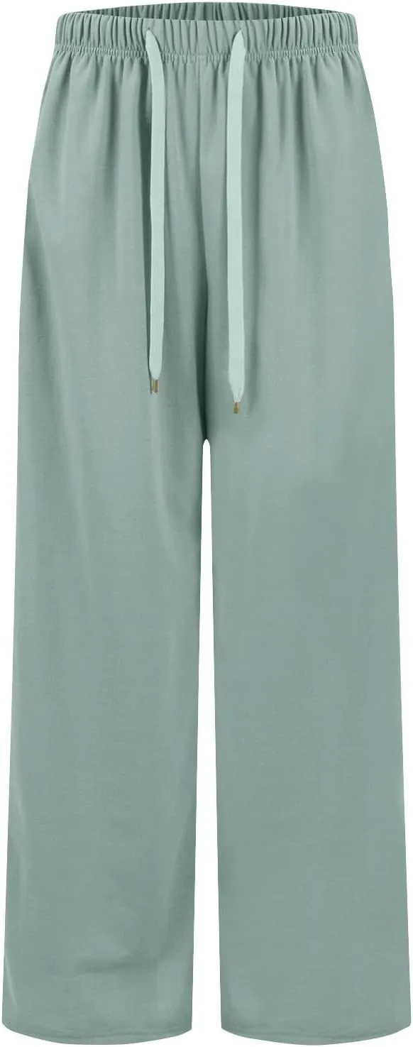 Straight Leg Sweatpants for Women Baggy Joggers Wide Leg High Waisted Jogger Pants Pull on Lounge Pants with Pockets