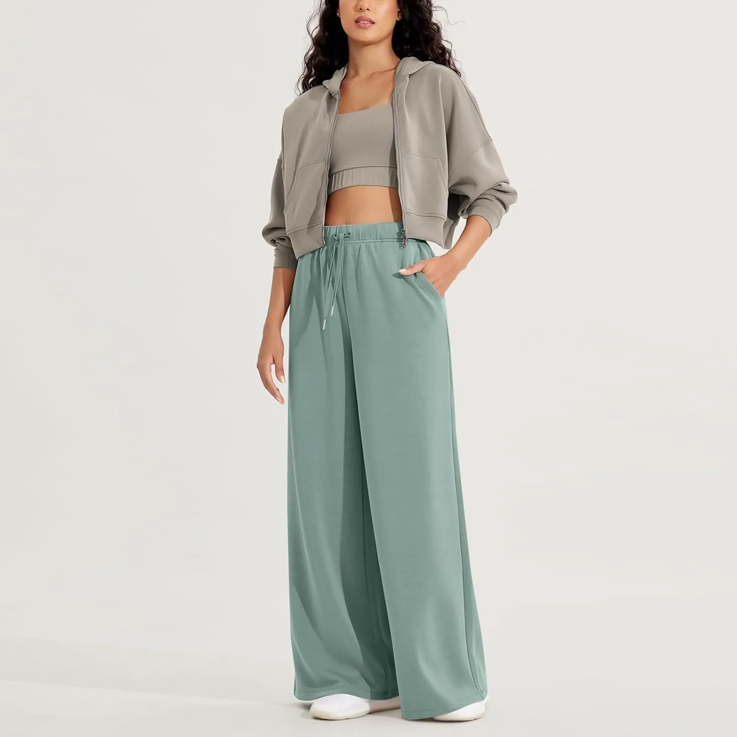 Straight Leg Sweatpants for Women Baggy Joggers Wide Leg High Waisted Jogger Pants Pull on Lounge Pants with Pockets