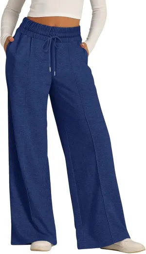 Straight Leg Sweatpants for Women Baggy Joggers Wide Leg High Waisted Lounge Jogger Pants Pull on Pants with Pockets