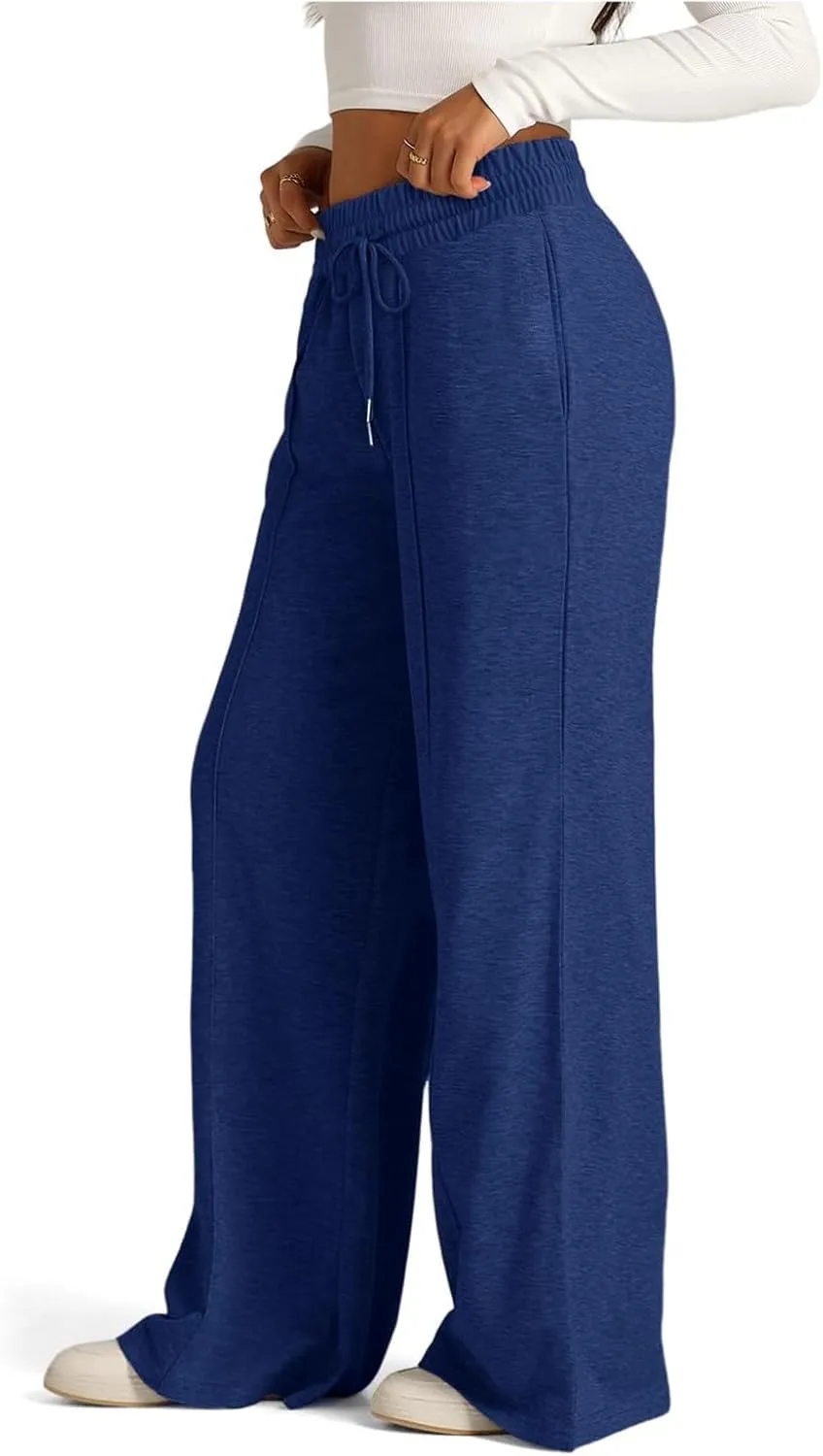 Straight Leg Sweatpants for Women Baggy Joggers Wide Leg High Waisted Lounge Jogger Pants Pull on Pants with Pockets