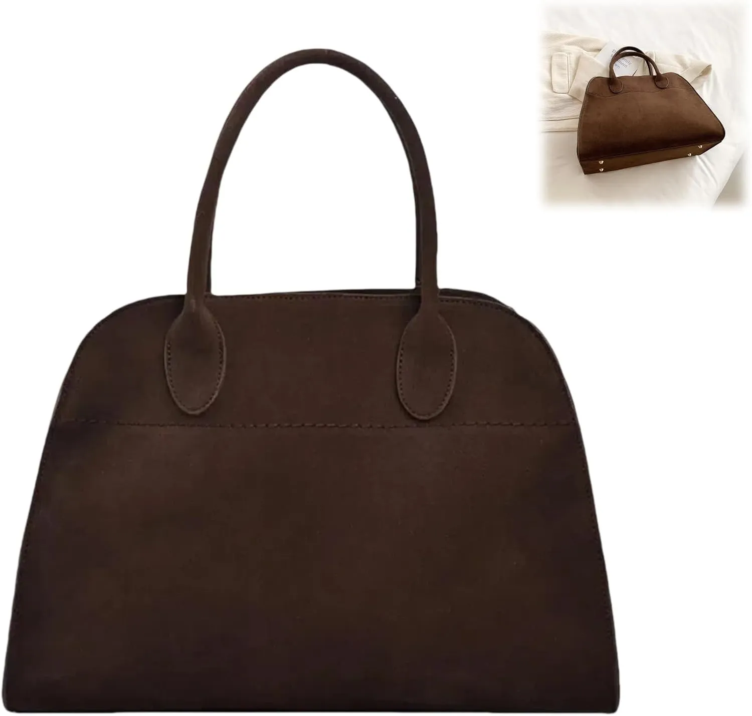 Suede Tote Bag for Women, Womens Purse Slouchy Hobo Handbag Brown Retro Top Handle Bag, Fashion Shoulder Satchel Work Bags