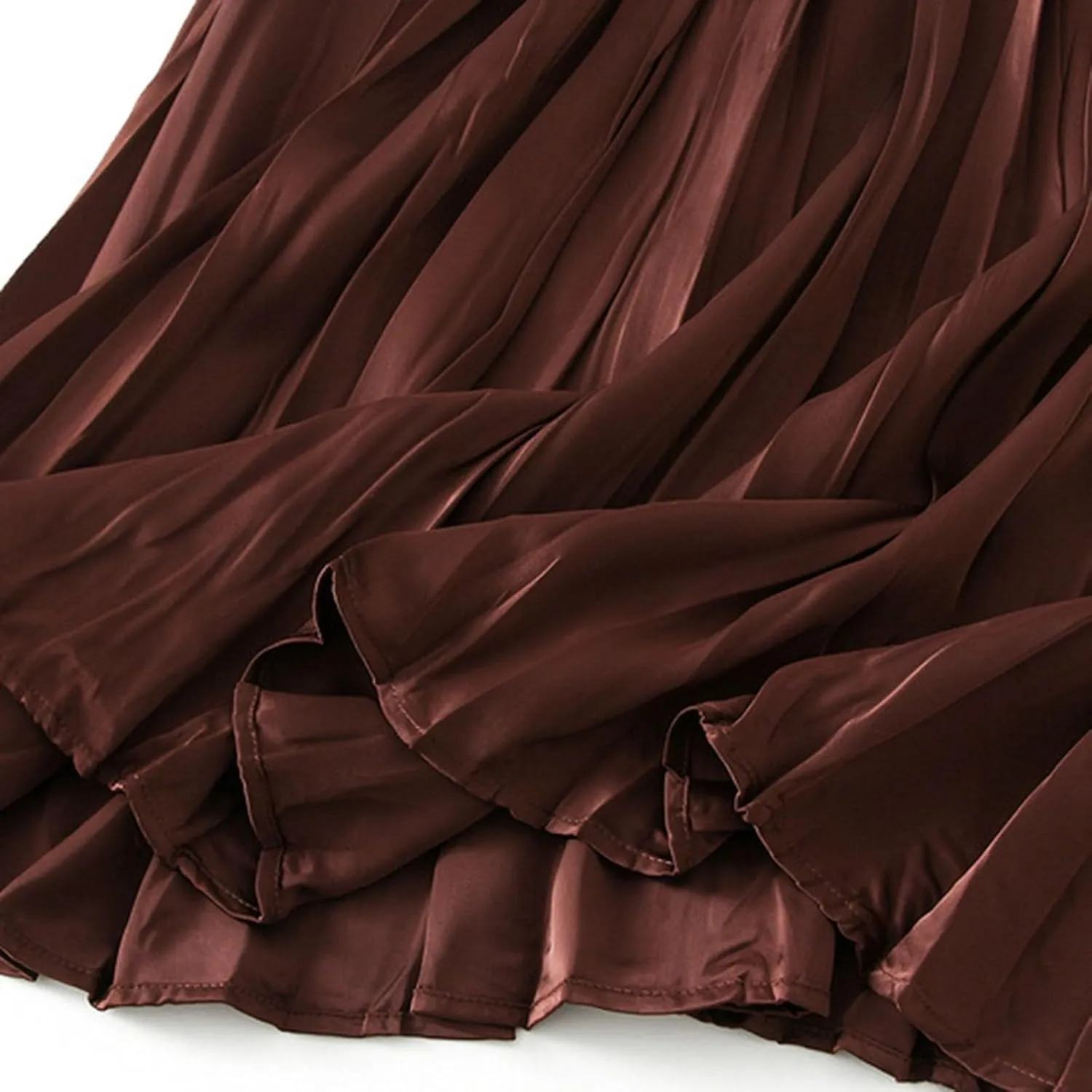 Summer Pleated Midi Skirts for Women Casual High Waisted Solid Color Flowy A Line Swing Long Skirt