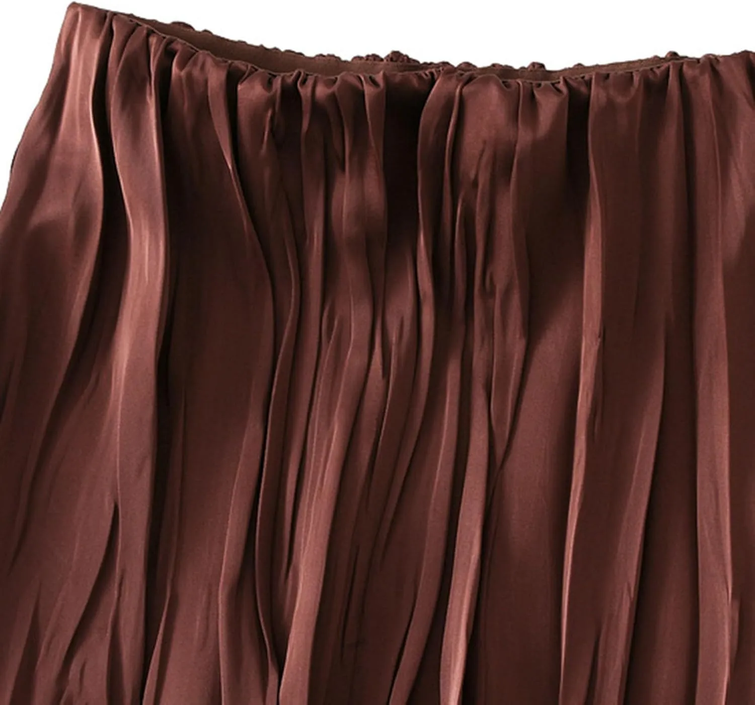 Summer Pleated Midi Skirts for Women Casual High Waisted Solid Color Flowy A Line Swing Long Skirt