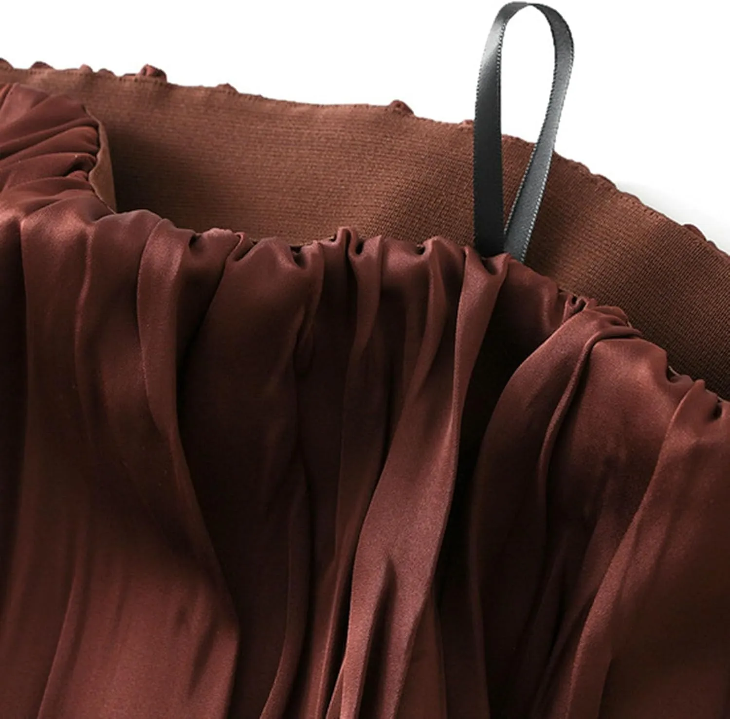 Summer Pleated Midi Skirts for Women Casual High Waisted Solid Color Flowy A Line Swing Long Skirt