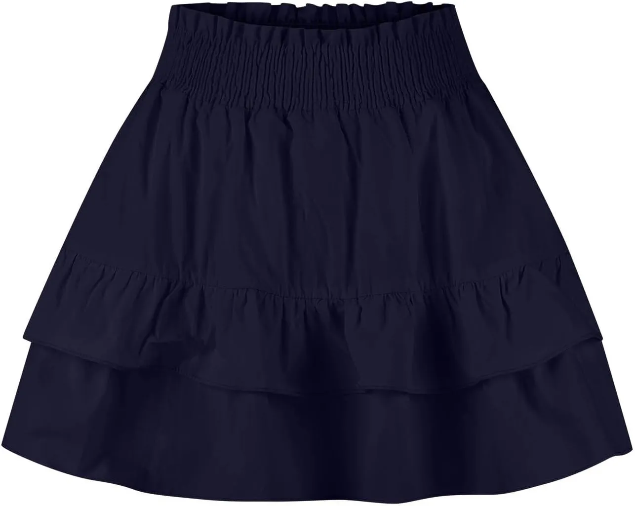 Summer Skirts for Women Pleated Elastic Waist Layered Ruffle Mini Skirt Casual Lightweight Active Skirts
