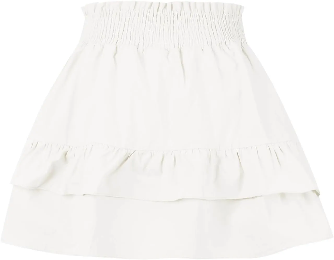 Summer Skirts for Women Pleated Elastic Waist Layered Ruffle Mini Skirt Casual Lightweight Active Skirts