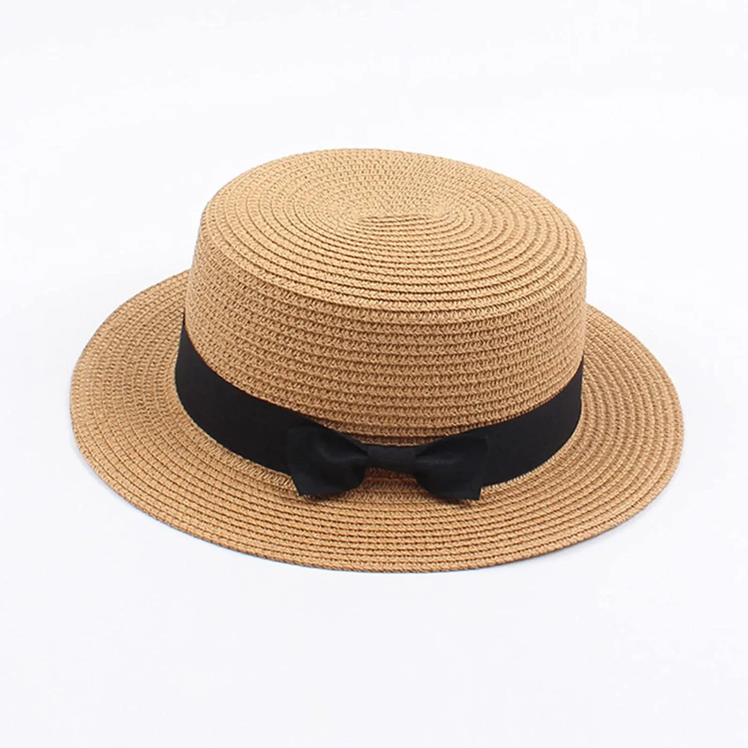 Summer Straw Hat Fedora Hats for Kids Girl Flat Top Hats Pork Pie Hat Wide Brim Church Hat Boater Cap