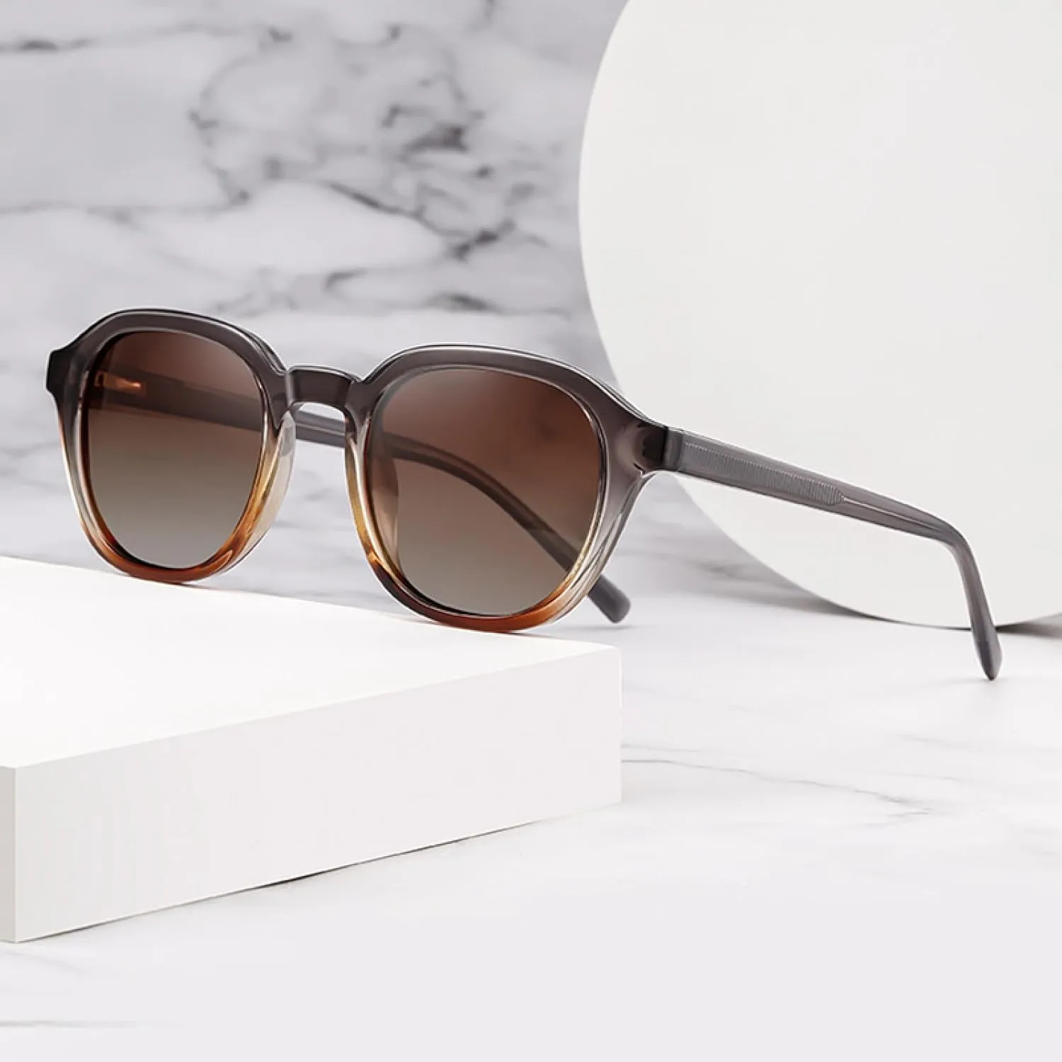 Sunglasses Polarized Women Frame Acetate Sun Glasses Men Outdoor Shades Grey Brown