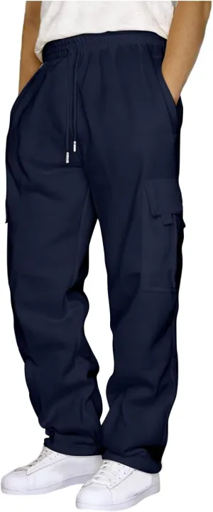 Sweatpants for Men Pants Casual Jogging Sports Elastic with Pockets Men's Men's Pants Heavyweight Fleece Cargo