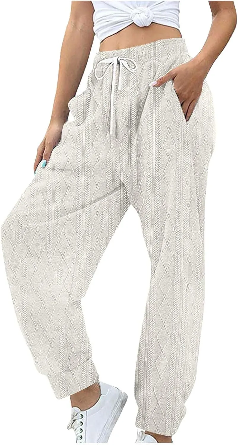 Sweatpants for Women Casual Drawstring Fleece Warm High Waisted Joggers Athletic Workout Pants with Pockets