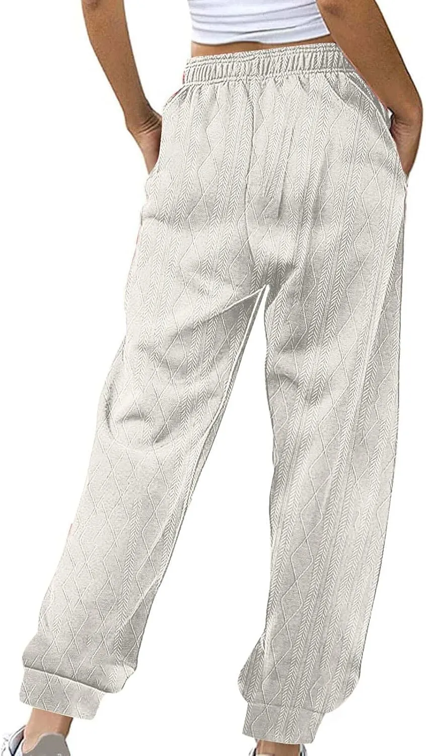 Sweatpants for Women Casual Drawstring Fleece Warm High Waisted Joggers Athletic Workout Pants with Pockets