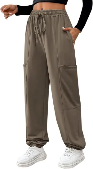 Sweatpants for Women High Waisted Baggy Fleece Joggers Casual Drawstring Winter Warm Lounge Wear Pants with Pockets