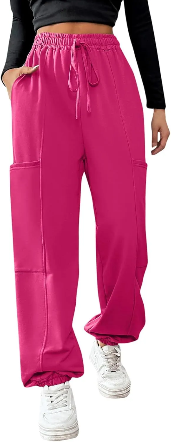 Sweatpants for Women High Waisted Baggy Fleece Joggers Casual Drawstring Winter Warm Lounge Wear Pants with Pockets