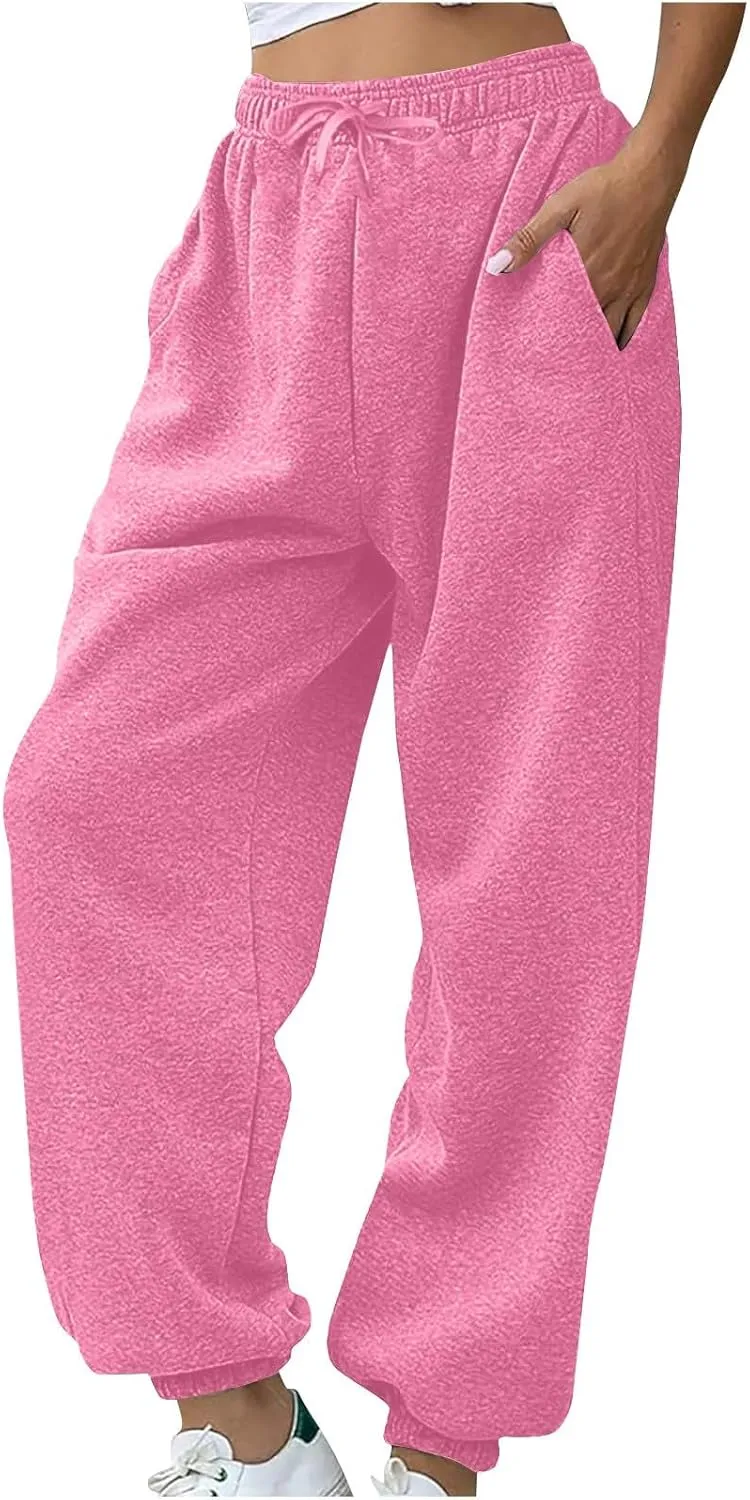 Sweatpants for Women High Waisted Elastic Waist Casual Lounge Joggers Athletic Workout Long Pants with Pockets