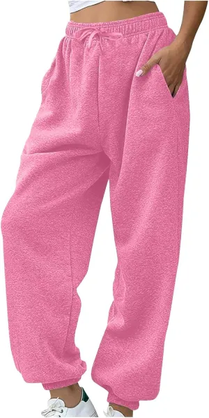 Sweatpants for Women High Waisted Elastic Waist Casual Lounge Joggers Athletic Workout Long Pants with Pockets