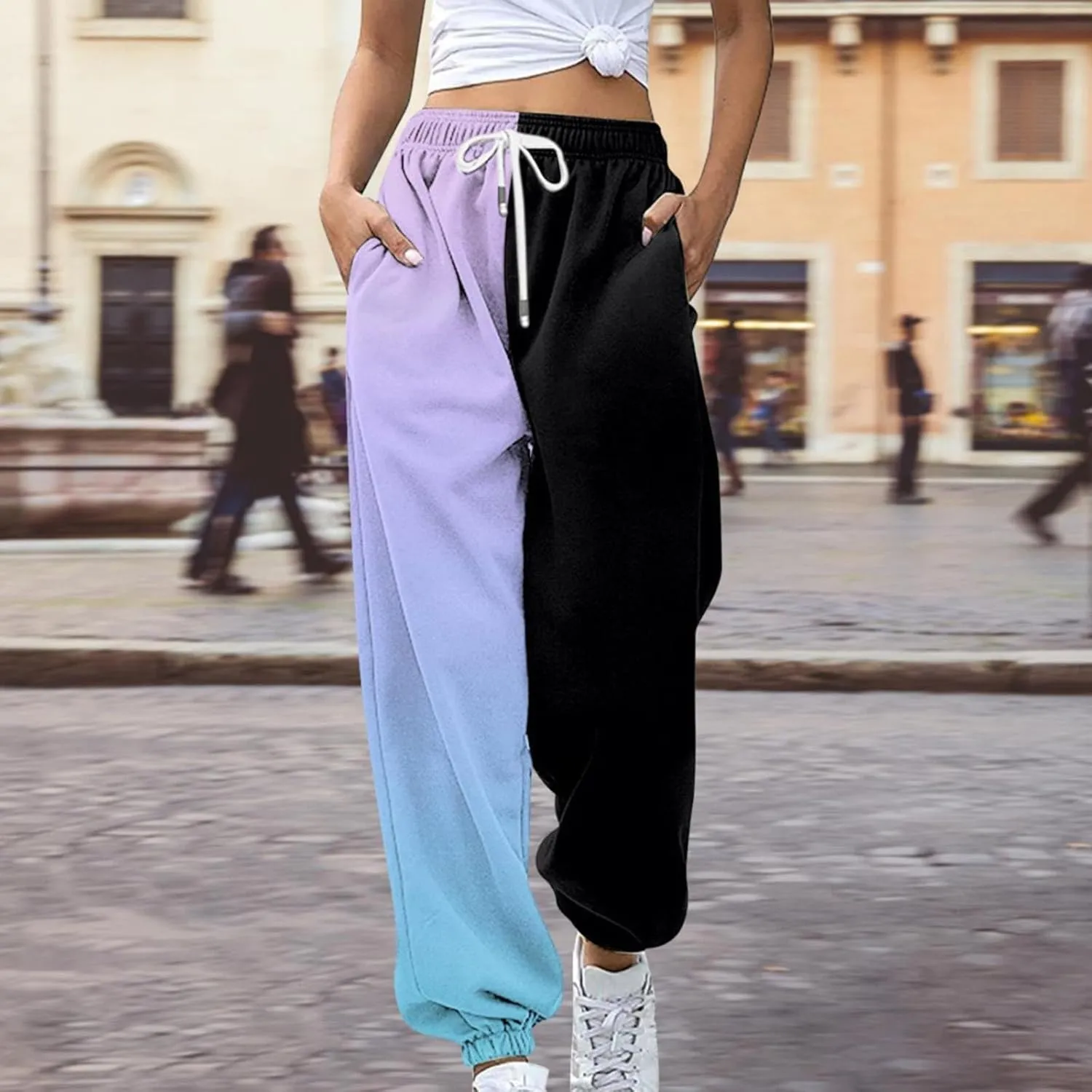 Sweatpants Women Cinch Bottom Baggy High Waisted Sweat Pants Casual Joggers Y2k Aesthetic Warm Trousers with Pockets
