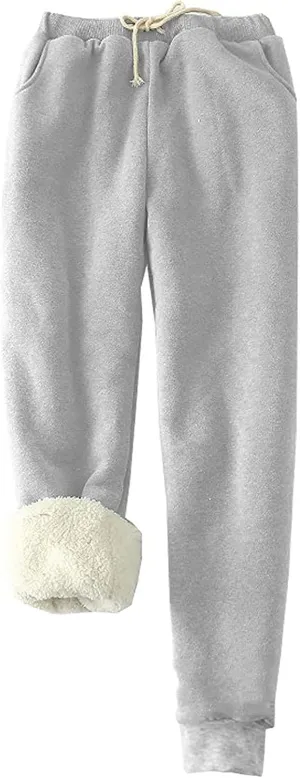 Sweatpants Women Drawstring Waist Joggers Sherpa Fleece Lined Pants Loose Jogger Pants Warm Winter Leggings Sweat Pant