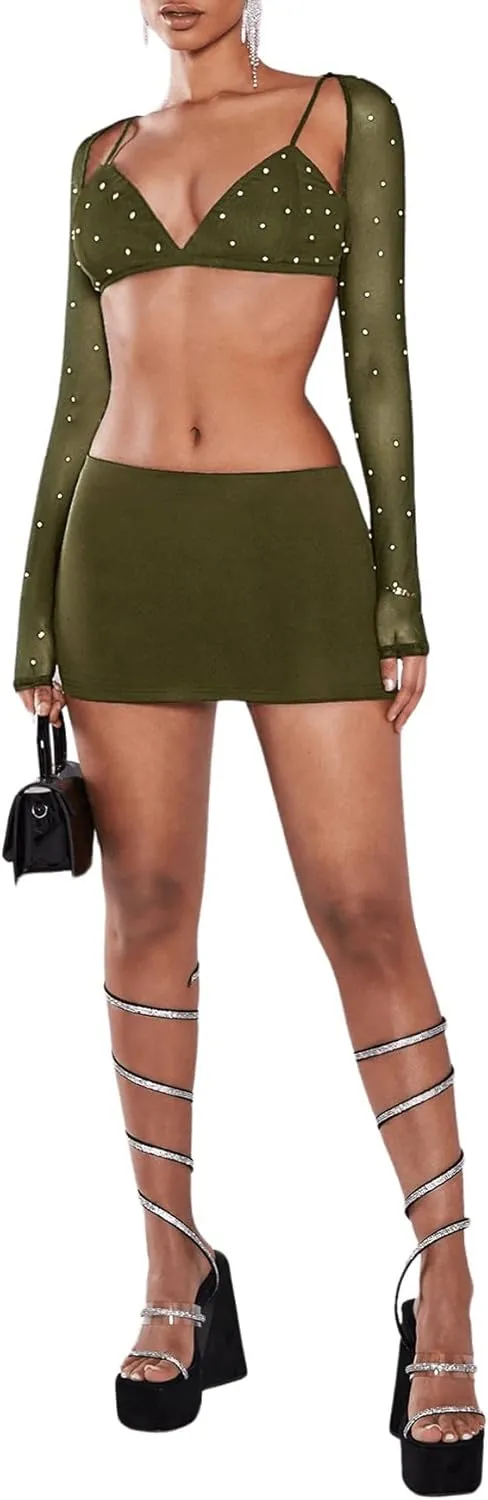 SweatyRocks Women's Casual Elastic Waist Solid Bodycon Mini Skirt Streetwear