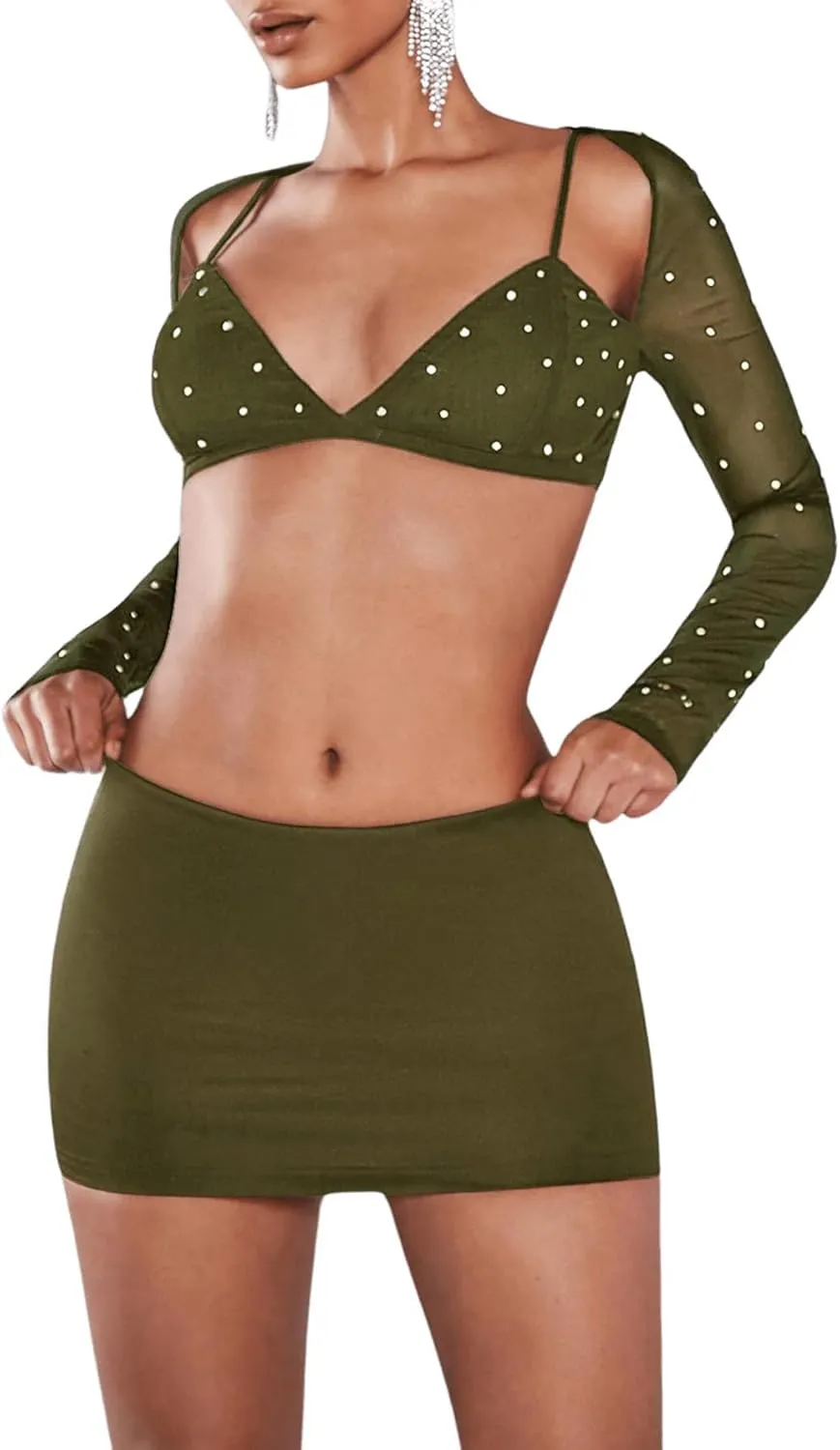 SweatyRocks Women's Casual Elastic Waist Solid Bodycon Mini Skirt Streetwear