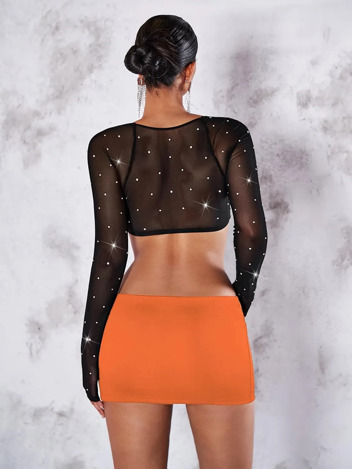 SweatyRocks Women's Casual Elastic Waist Solid Bodycon Mini Skirt Streetwear